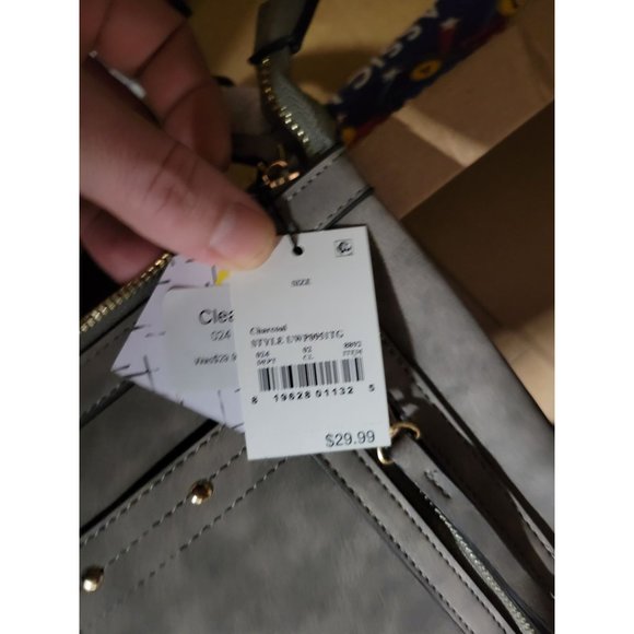 VR NYC Zip Closure Webbing Strap Whipstitch Crossbody Bag - Picture 4 of 5